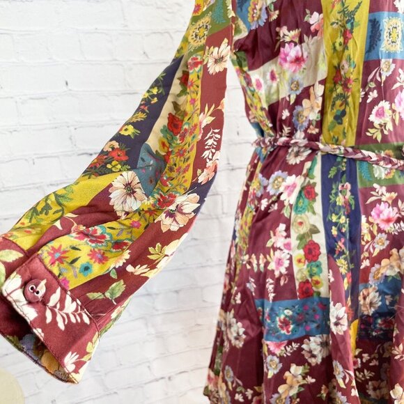 NWT Johnny Was Laurie Pippa Belted Patchwork Mini Dress Women’s S Silk with Slip - Picture 4 of 12